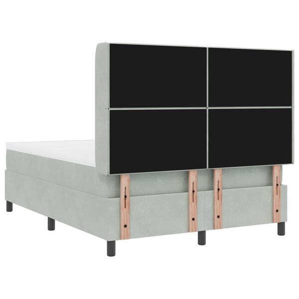 vidaXL Κρεβάτι Box Spring LED με Στρώμα Ανοιχτό γκρι 140 x 200 cm