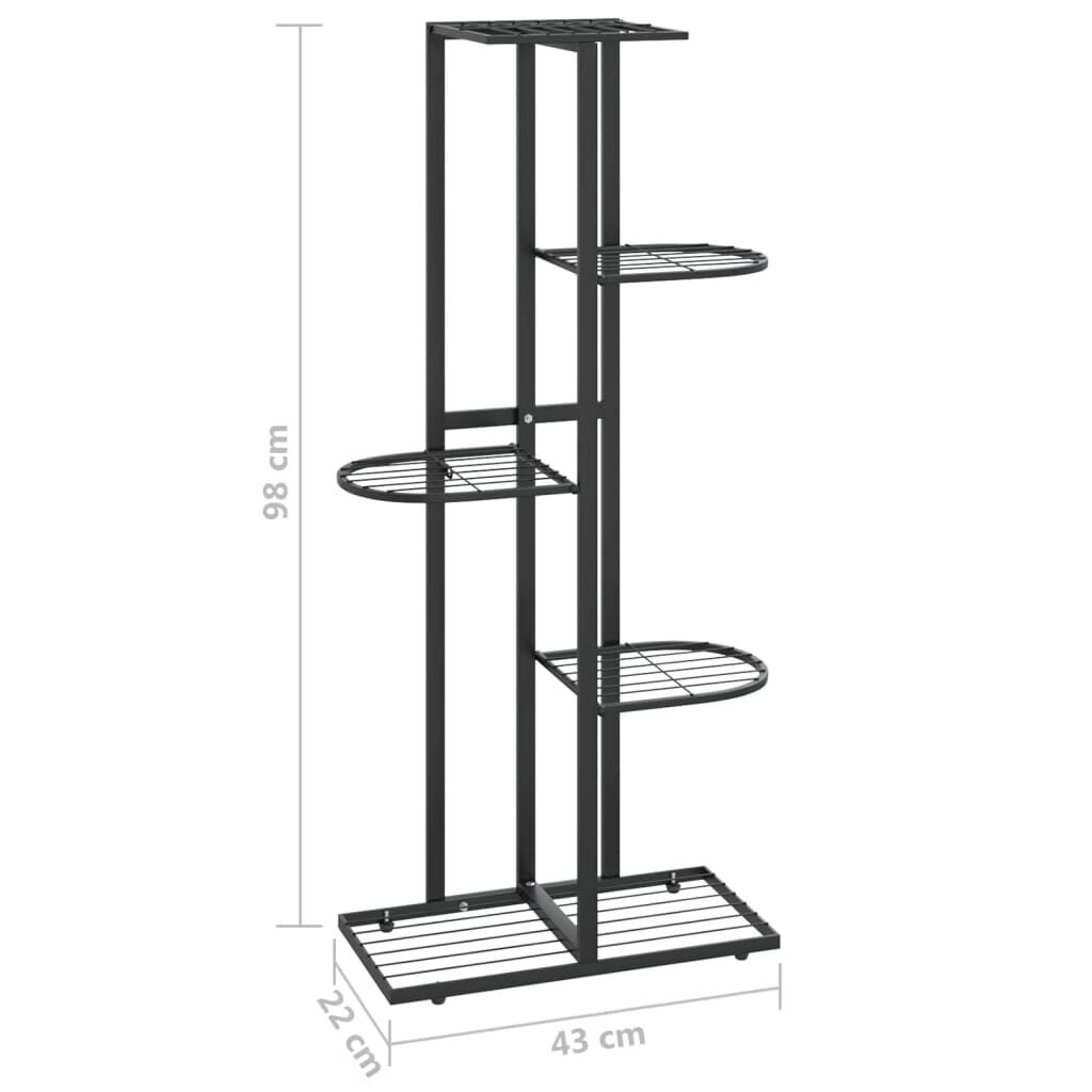 vidaXL Ανθοστήλη 5 Επιπέδων Μαύρη 43 x 22 x 98 εκ. Μεταλλική