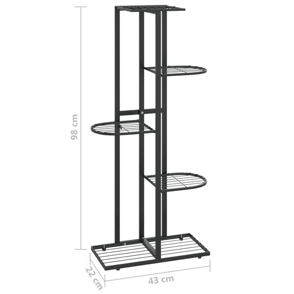vidaXL Ανθοστήλη 5 Επιπέδων Μαύρη 43 x 22 x 98 εκ. Μεταλλική