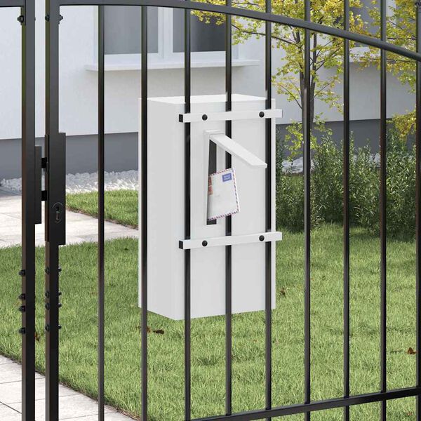 vidaXL γραμματοκιβώτιο Λευκό 30 x 23 x 55 εκ. Ατσάλι