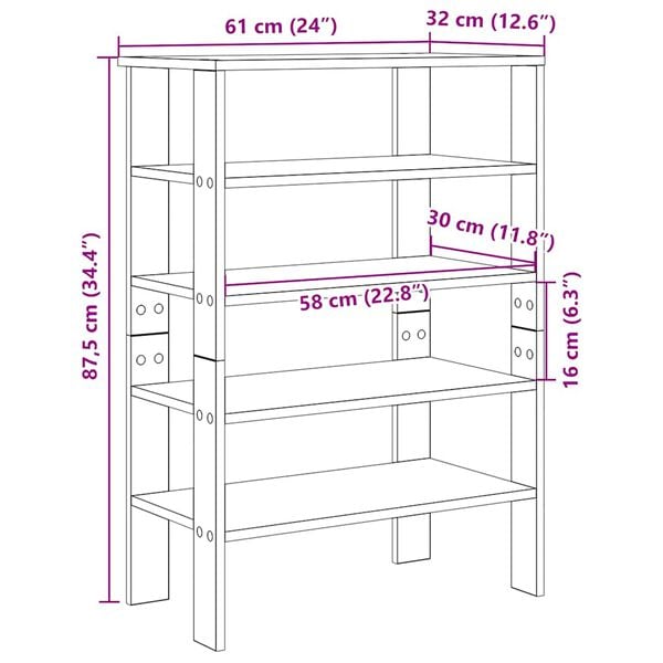 Ράφι παπουτσιών vidaXL Λευκό 61x32x87,5 cm Κατασκευασμένο ξύλο