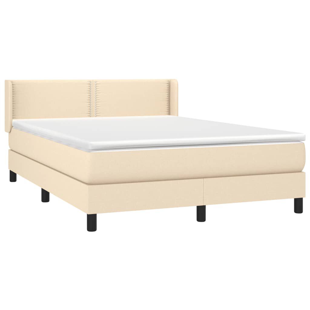 vidaXL Κρεβάτι Boxspring με Στρώμα Κρεμ 140x190 εκ. Υφασμάτινο