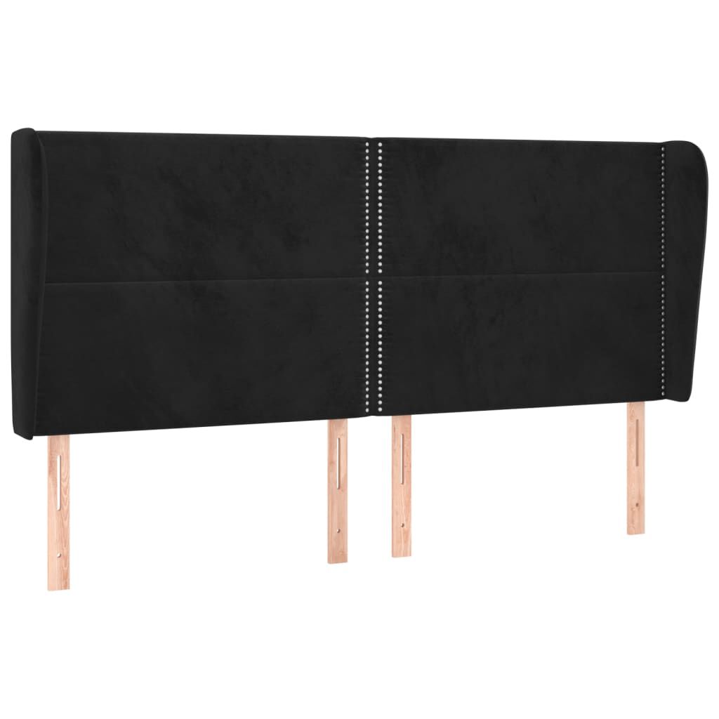 vidaXL Κεφαλάρι με Πτερύγια Μαύρο 163x23x118/128 εκ. Βελούδινο