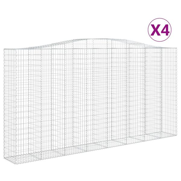 vidaXL Συρματοκιβώτια Τοξωτά 4 τεμ. 400x50x200/220 εκ. Γαλβαν. Ατσάλι