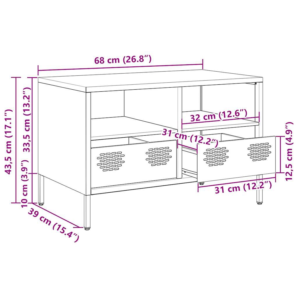 vidaXL Έπιπλο Τηλεόρασης Μουσταρδί 68x39x43,5 εκ. Ατσάλι Ψυχρής Έλασης