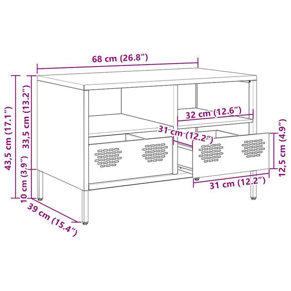 vidaXL Έπιπλο Τηλεόρασης Μουσταρδί 68x39x43,5 εκ. Ατσάλι Ψυχρής Έλασης