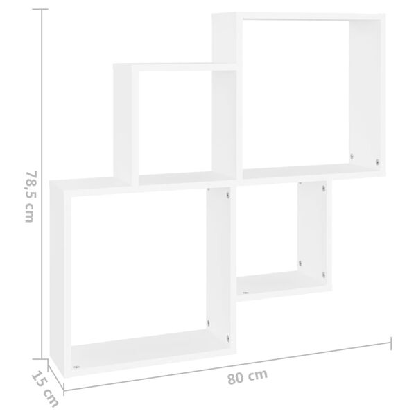 vidaXL Ράφι Κύβος Τοίχου Λευκό 80 x 15 x 78,5 εκ. από Επεξ. Ξύλο