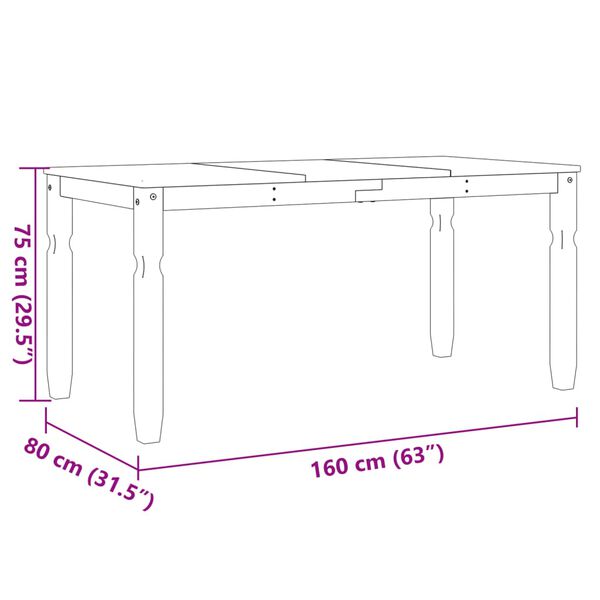 vidaXL Τραπεζαρία Corona 160 x 80 x 75 εκ. από Μασίφ Ξύλο Πεύκου