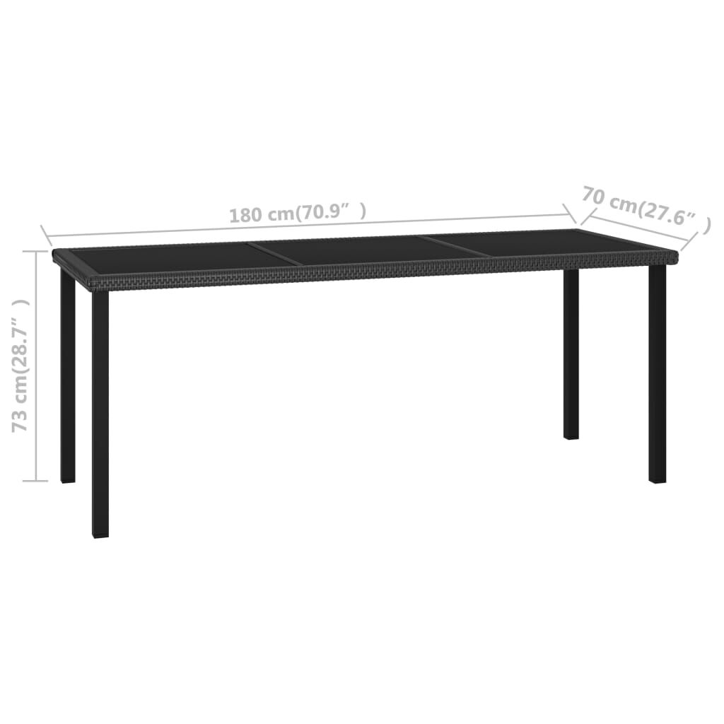 vidaXL Τραπεζαρία Κήπου Μαύρη 180 x 70 x 73 εκ. από Συνθετικό Ρατάν