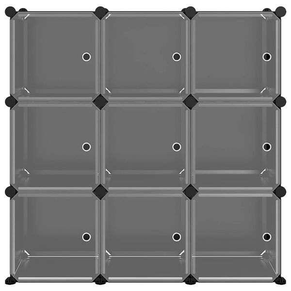 vidaXL Κύβοι Αποθ. & Οργάνωσης με Πόρτες 9 τεμ. Μαύροι Πολυπρ/λένιο