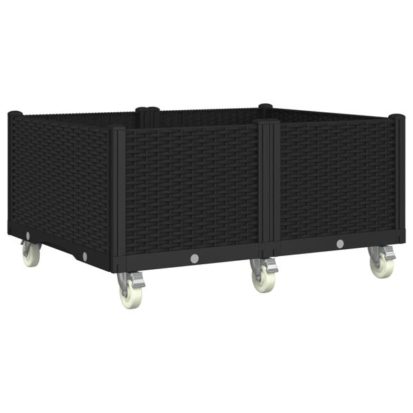 vidaXL Ζαρντινιέρα Κήπου με Ροδάκια Μαύρο 100x80x54εκ. Πολυπροπυλένιο