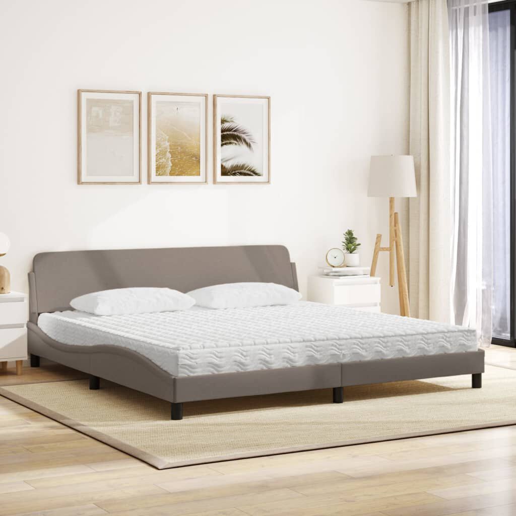 vidaXL Κρεβάτι με Στρώμα Taupe 200x200 εκ. Υφασμάτινο