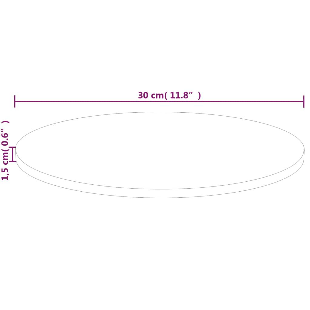 vidaXL Επιφάνεια Τραπεζιού Στρογγυλή Ø30x1,5 εκ. Μασίφ Ξύλο Δρυς