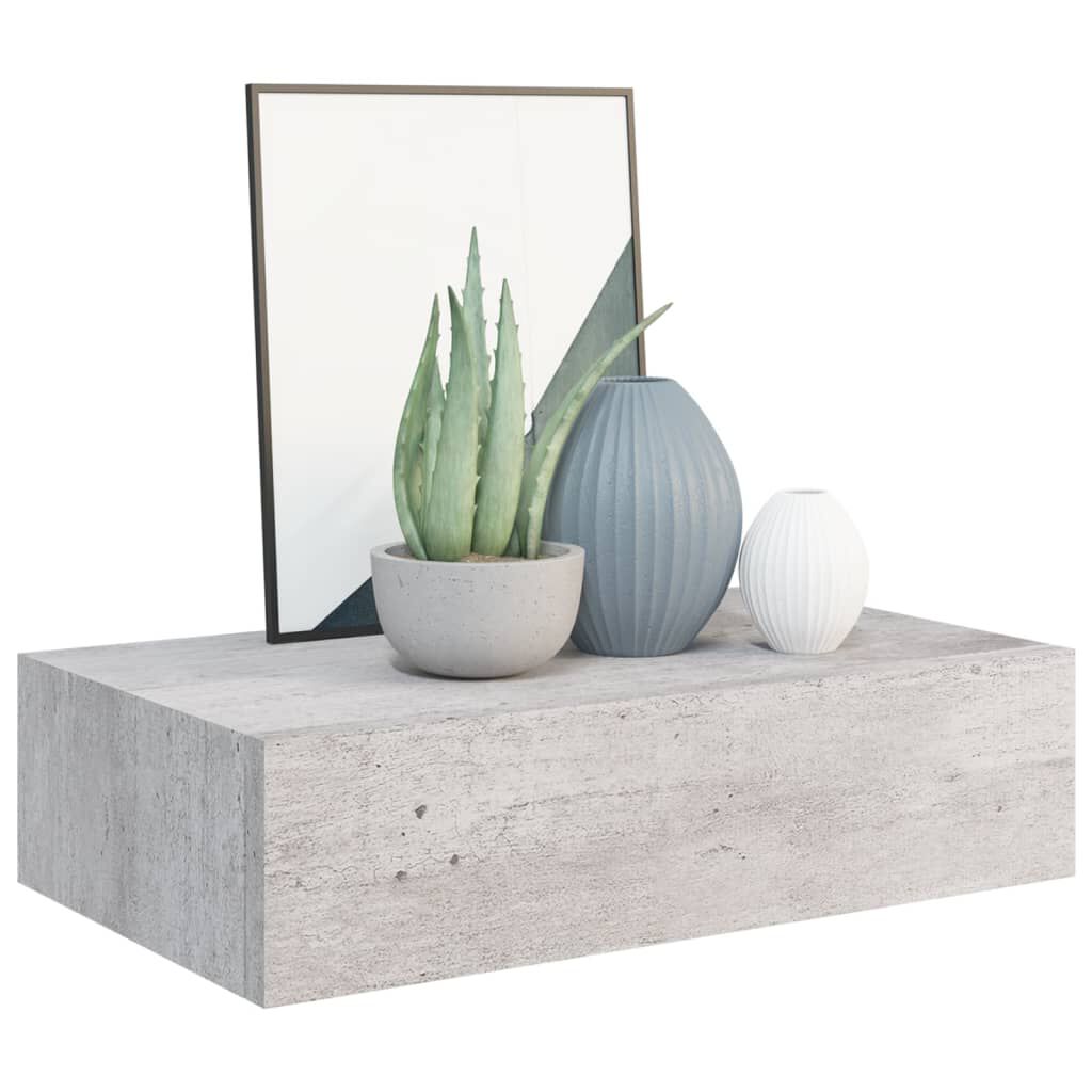vidaXL Ράφι Επιτοίχιο με Συρτάρι Γκρι Σκυρ. 40 x 23,5 x 10 εκ. από MDF
