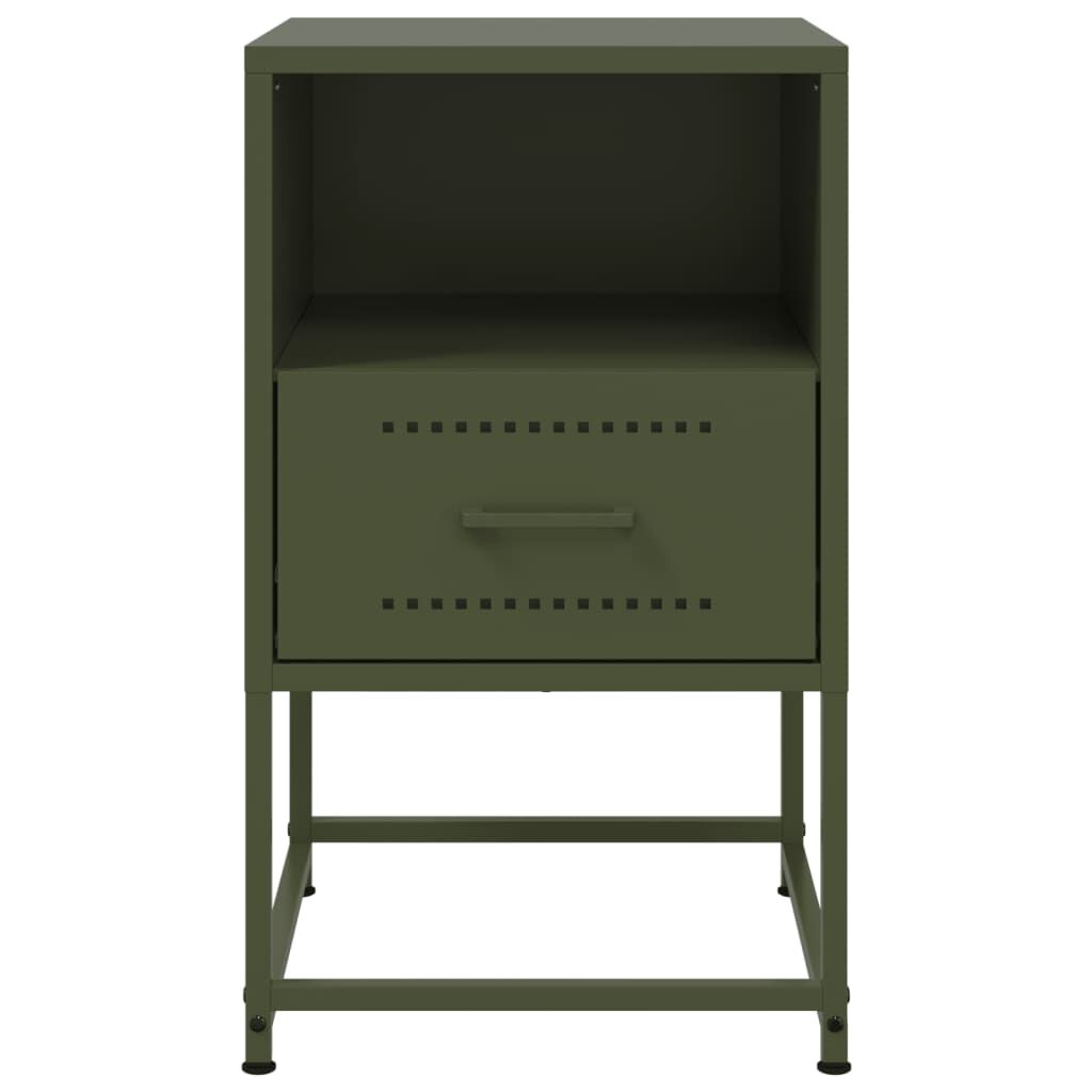 vidaXL Κομοδίνα 2 τεμ. Πράσινο Λαδί 36x39x60,5 εκ. από Χάλυβα