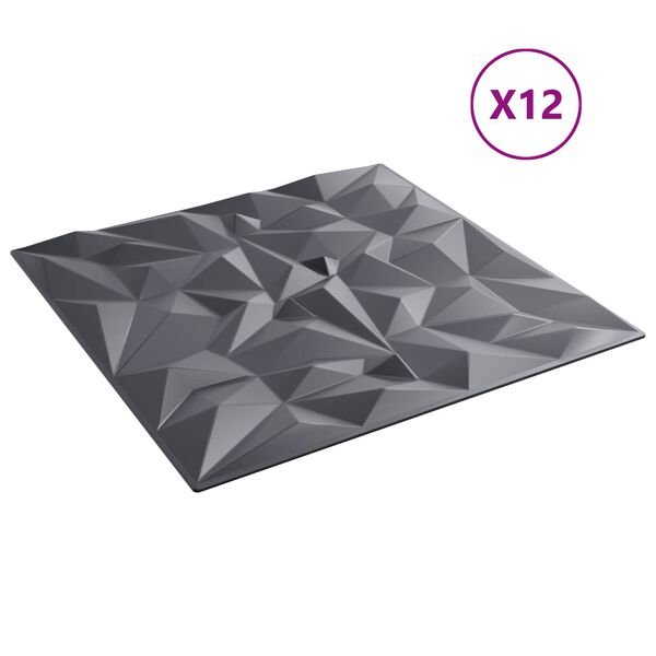 vidaXL &Pi;ά&nu;&epsilon;&lambda; &tau;&omicron;ί&chi;&omicron;&upsilon; 12 pcs &Alpha;&mu;έ&theta;&upsilon;&sigma;&tau;&omicron;&sigmaf; &Gamma;&kappa;&rho;&iota; 50 x 50 cm &Phi;&epsilon;&lambda;&iota;&zeta;ό&lambda; XPS