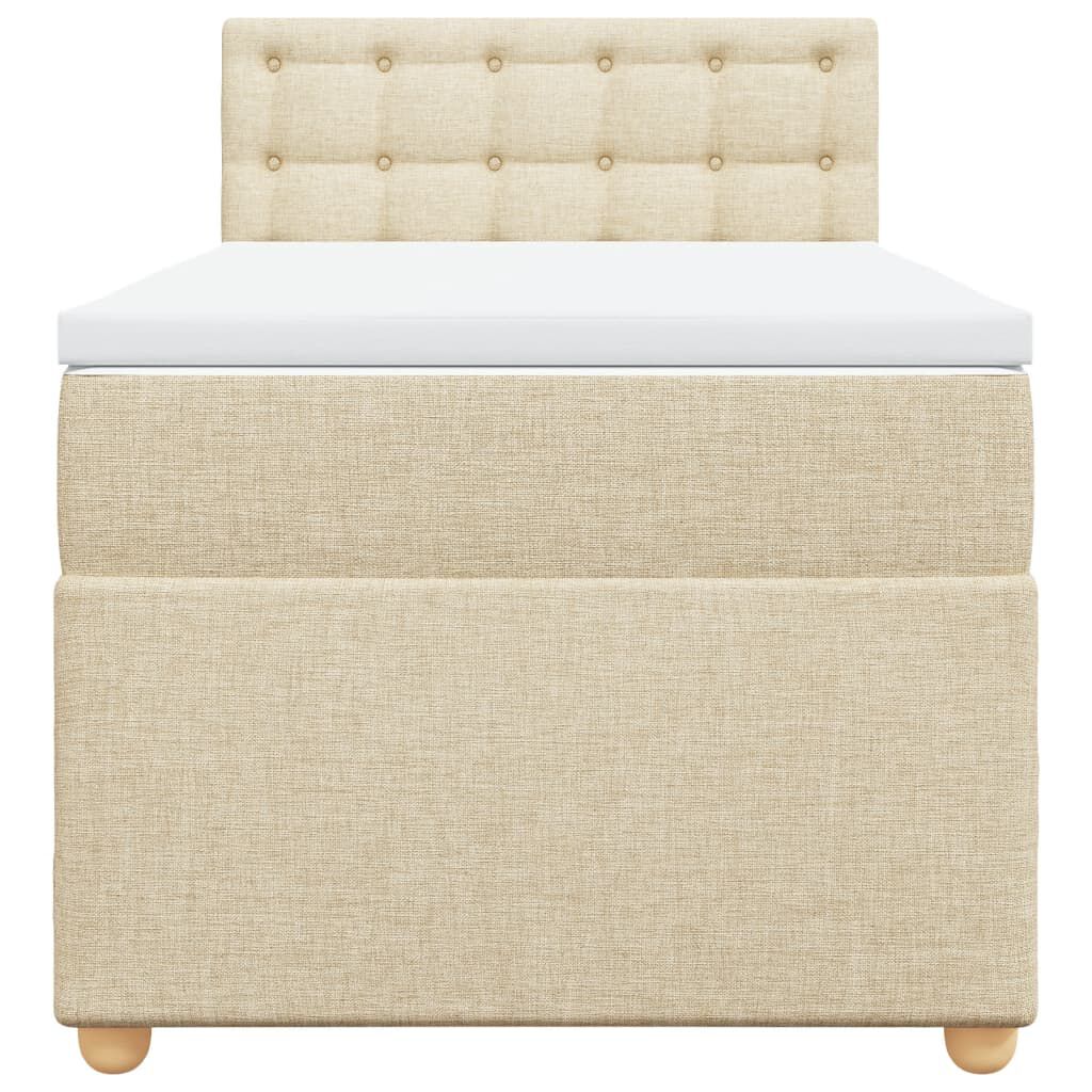 vidaXL Κρεβάτι Boxspring με Στρώμα Κρεμ 90x190 εκ.Υφασμάτινο