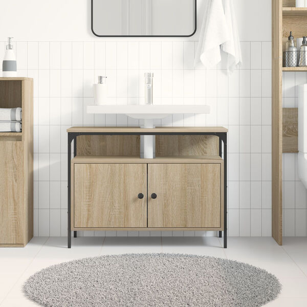 vidaXL Νιπτήρας Μπάνιου Καμπίνα Σονομά Οξιά 80x30x60 εκ Επεξεργασμένο Ξύλο