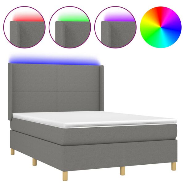 vidaXL &Kappa;&rho;&epsilon;&beta;ά&tau;&iota; Boxspring &mu;&epsilon; &Sigma;&tau;&rho;ώ&mu;&alpha; & LED &Sigma;&kappa;.&Gamma;&kappa;&rho;&iota; 140x200 &epsilon;&kappa; &Upsilon;&phi;&alpha;&sigma;&mu;ά&tau;&iota;&nu;&omicron;