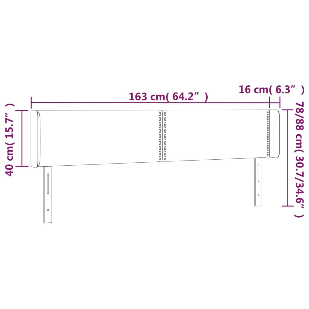 vidaXL Κεφαλάρι με Πτερύγια Σκούρο Γκρι 163x16x78/88 εκ. Βελούδινο