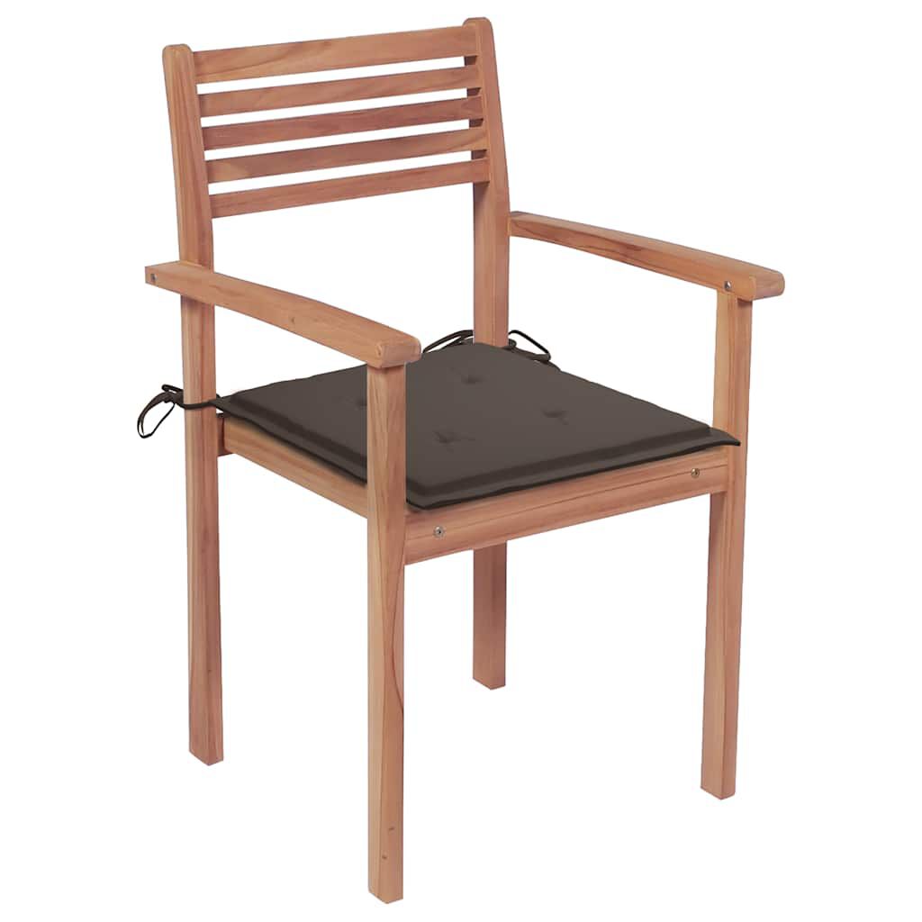 vidaXL Καρέκλες Κήπου 4 τεμ. από Μασίφ Ξύλο Teak με Taupe Μαξιλάρια