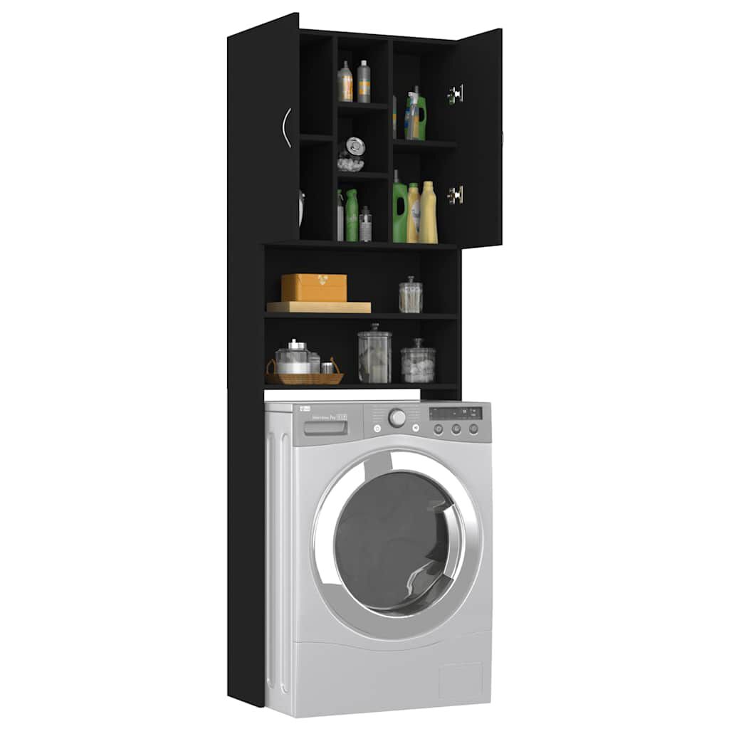 vidaXL Ντουλάπι Πλυντηρίου Μαύρο 64 x 25,5 x 190 εκ.