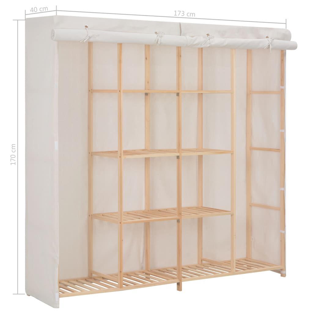 vidaXL Ντουλάπα Λευκή 173 x 40 x 170 εκ. Υφασμάτινη