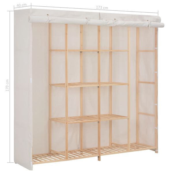 vidaXL Ντουλάπα Λευκή 173 x 40 x 170 εκ. Υφασμάτινη