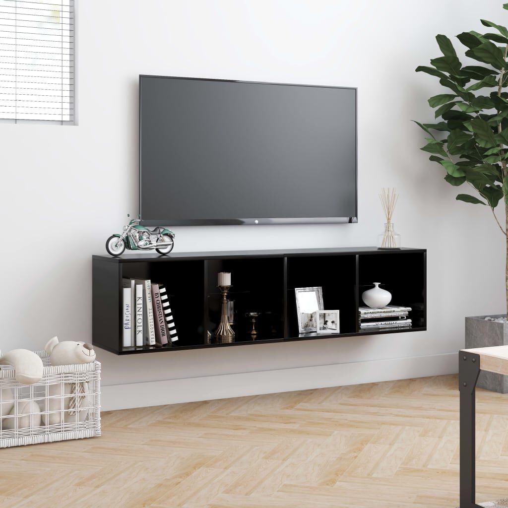 vidaXL Βιβλιοθήκη/Έπιπλο Τηλεόρασης Μαύρο 143 x 30 x 36 εκ.
