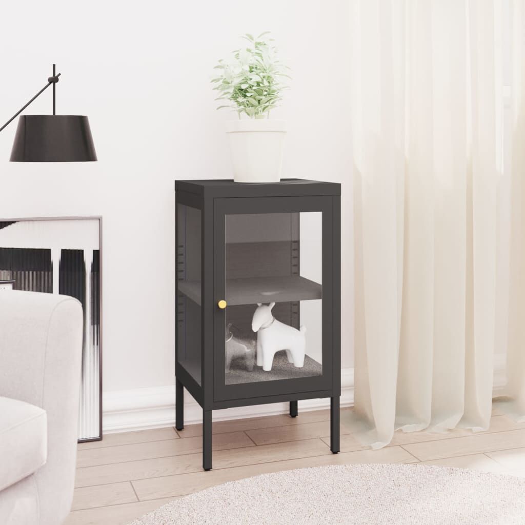 vidaXL Μπουφές Ανθρακί 38 x 35 x 70 εκ. από Ατσάλι και Γυαλί