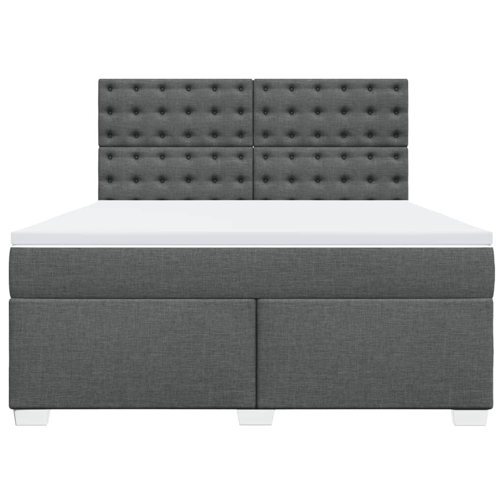 vidaXL Κρεβάτι Boxspring με Στρώμα Σκούρο Γκρι 180x200 εκ Υφασμάτιν