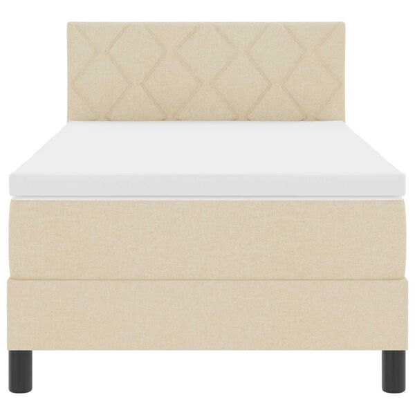 vidaXL Box Spring Bed με Στρώμα Κρέμα 90x200 εκ. Ύφασμα