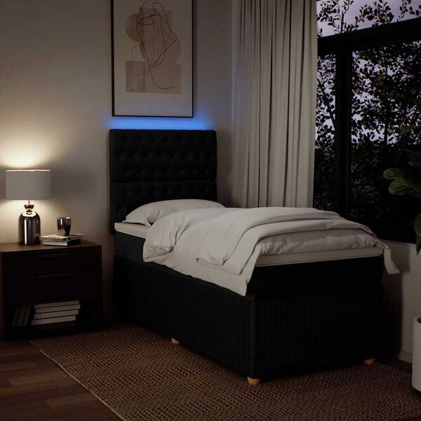 vidaXL &Kappa;&rho;&epsilon;&beta;ά&tau;&iota; Boxspring &mu;&epsilon; &Sigma;&tau;&rho;ώ&mu;&alpha; &Mu;&alpha;ύ&rho;&omicron; 90x200 &epsilon;&kappa;. &Upsilon;&phi;&alpha;&sigma;&mu;ά&tau;&iota;&nu;&omicron;