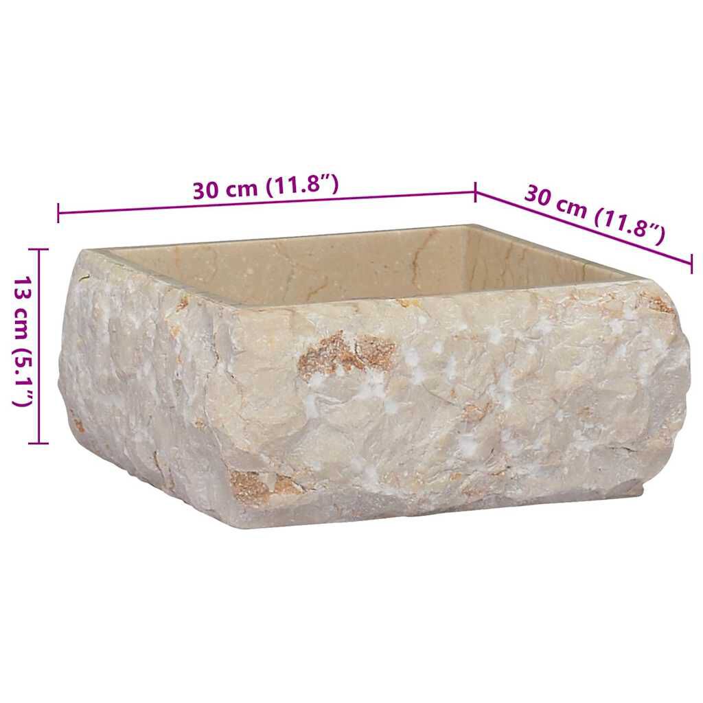 vidaXL Νιπτήρας Κρεμ 30 x 30 x 13 εκ. Μαρμάρινος