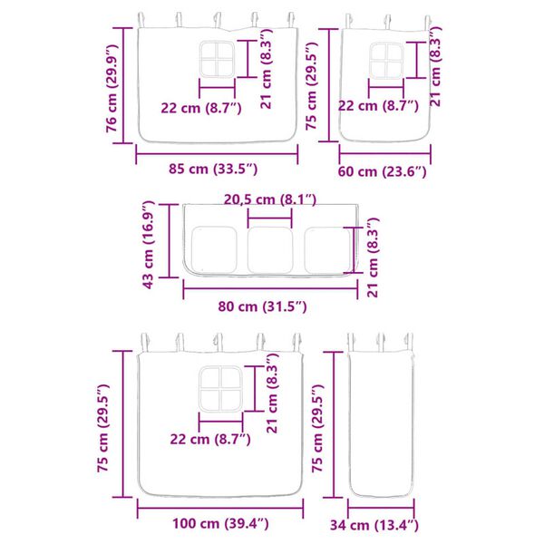 vidaXL Κουκέτα με Τσουλήθρα και Κουρτίνες Μπλε 80x200 εκ.