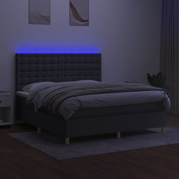 vidaXL &Kappa;&rho;&epsilon;&beta;ά&tau;&iota; Boxspring &mu;&epsilon; &Sigma;&tau;&rho;ώ&mu;&alpha; & LED &Sigma;&kappa;.&Gamma;&kappa;&rho;&iota; 180x200 &epsilon;&kappa; &Upsilon;&phi;&alpha;&sigma;&mu;ά&tau;&iota;&nu;&omicron;