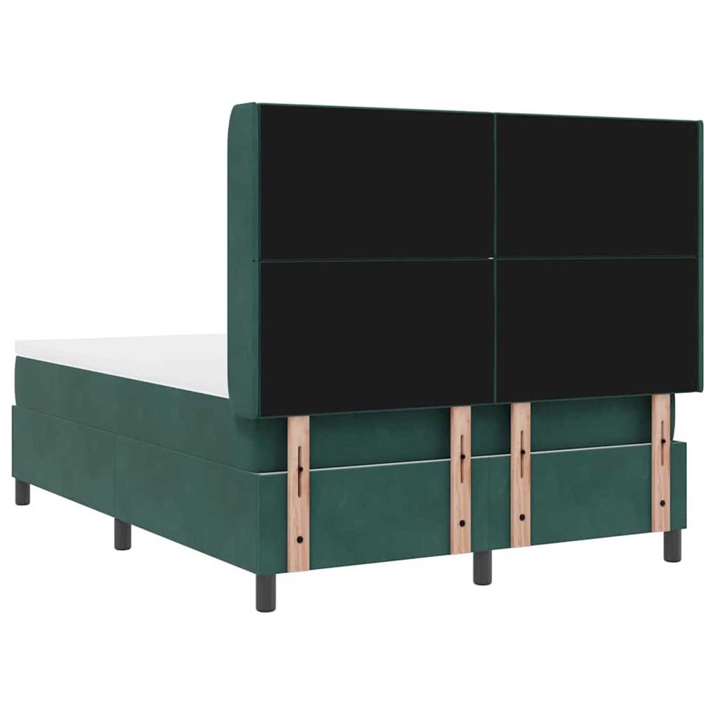 vidaXL Κρεβάτι Box Spring LED με Στρώμα Πράσινο 140 x 190 cm Βελούδο