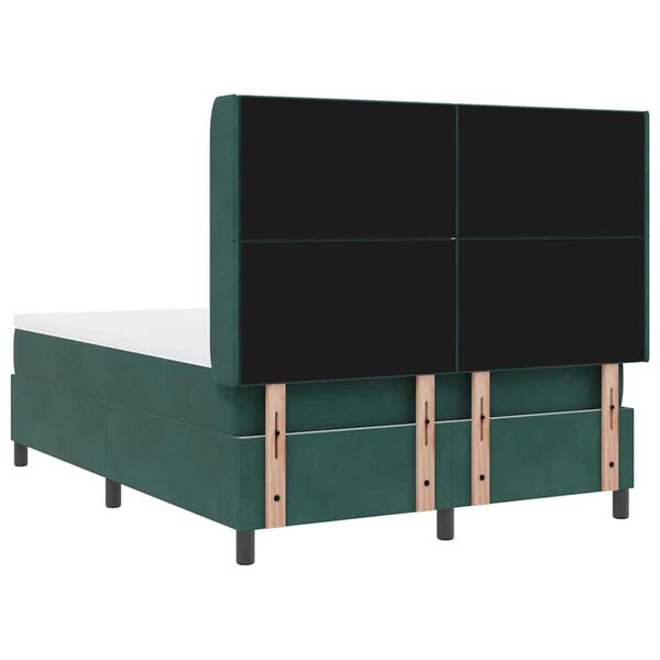 vidaXL Κρεβάτι Box Spring LED με Στρώμα Πράσινο 140 x 190 cm Βελούδο