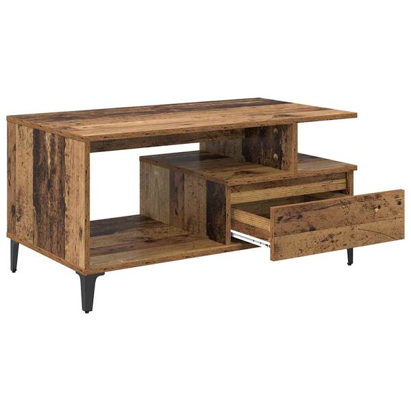vidaXL Τραπεζάκι σαλονιού with Drawer Παλαιό ξύλο 90 x 49 x 45 εκ
