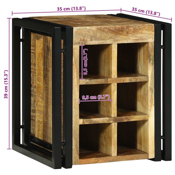 vidaXL Ράφι Κρασιού Καφέ 34.5 x 35 x 39 εκ. Μασίφ ξύλο μάνγκο