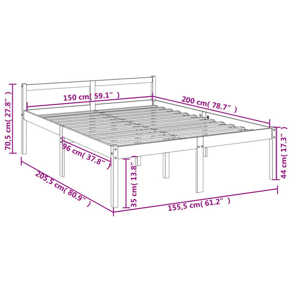 vidaXL Κρεβάτι Ηλικιωμένων Μελί 150x200εκ. Μασίφ Ξύλο Πεύκου King Size