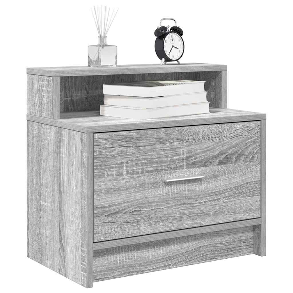 vidaXL Κομοδίνα με συρτάρι 2 τεμ. Γκρι Sonoma 51x31x47 εκ.