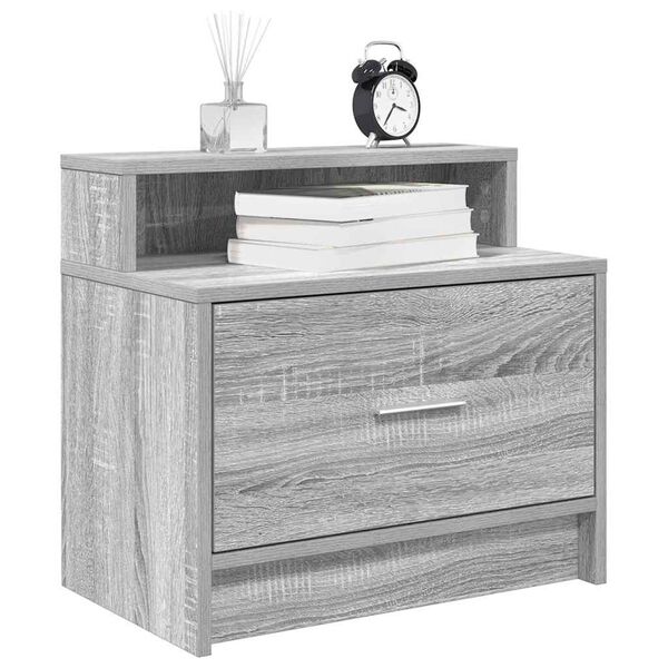 vidaXL Κομοδίνα με συρτάρι 2 τεμ. Γκρι Sonoma 51x31x47 εκ.