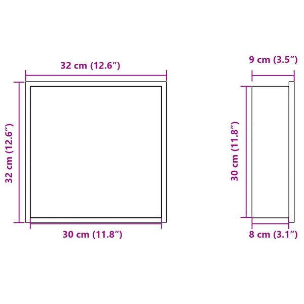 vidaXL Εσοχή Ντους Βουρστ. Ασήμι 32x32x9 εκ. Αν. Ατσάλι