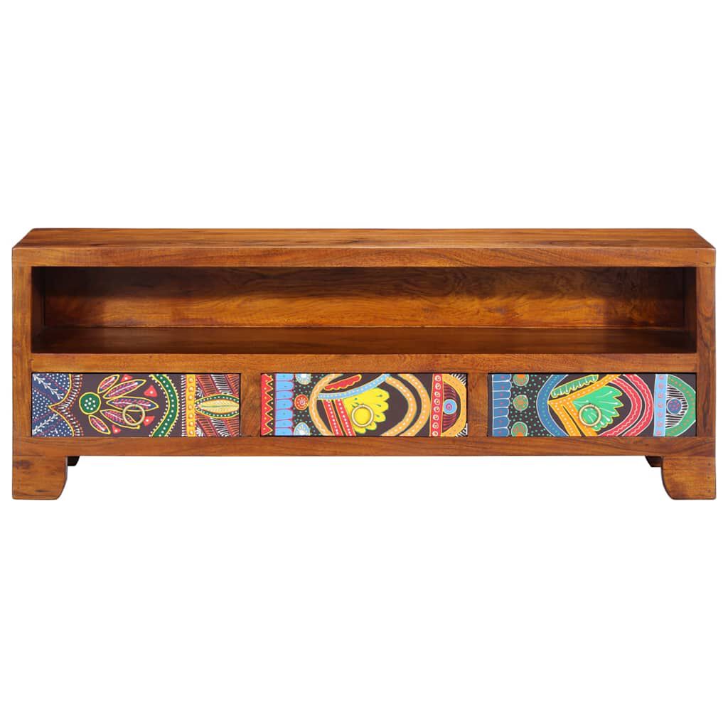 vidaXL Ντουλάπι τηλεόρασης πολύχρωμο 110x30x40 μασίφ ξύλο ακακίας