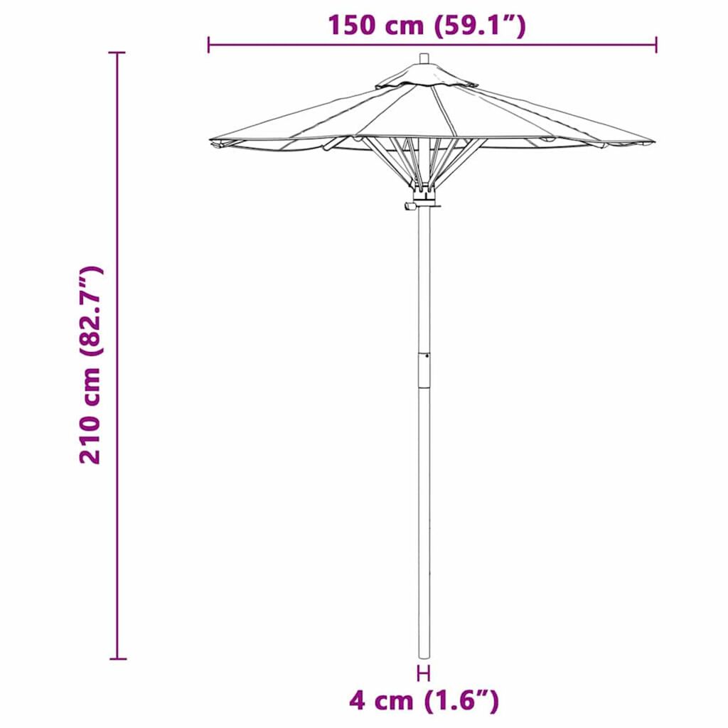 vidaXL Ομπρέλα Κήπου Κρεμ λευκό 150 x 150 x 210 εκ. Μπαμπού