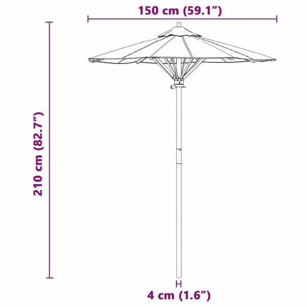 vidaXL Ομπρέλα Κήπου Κρεμ λευκό 150 x 150 x 210 εκ. Μπαμπού