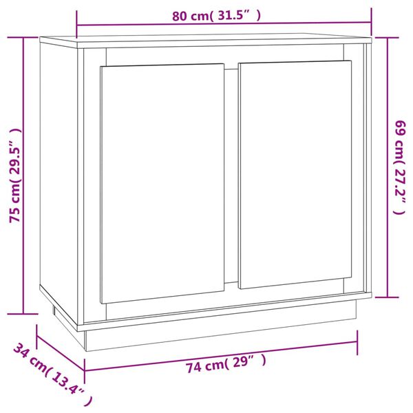 vidaXL Ντουλάπι Γκρι Σκυροδέματος 80x34x75 εκ. Επεξεργασμένο Ξύλο