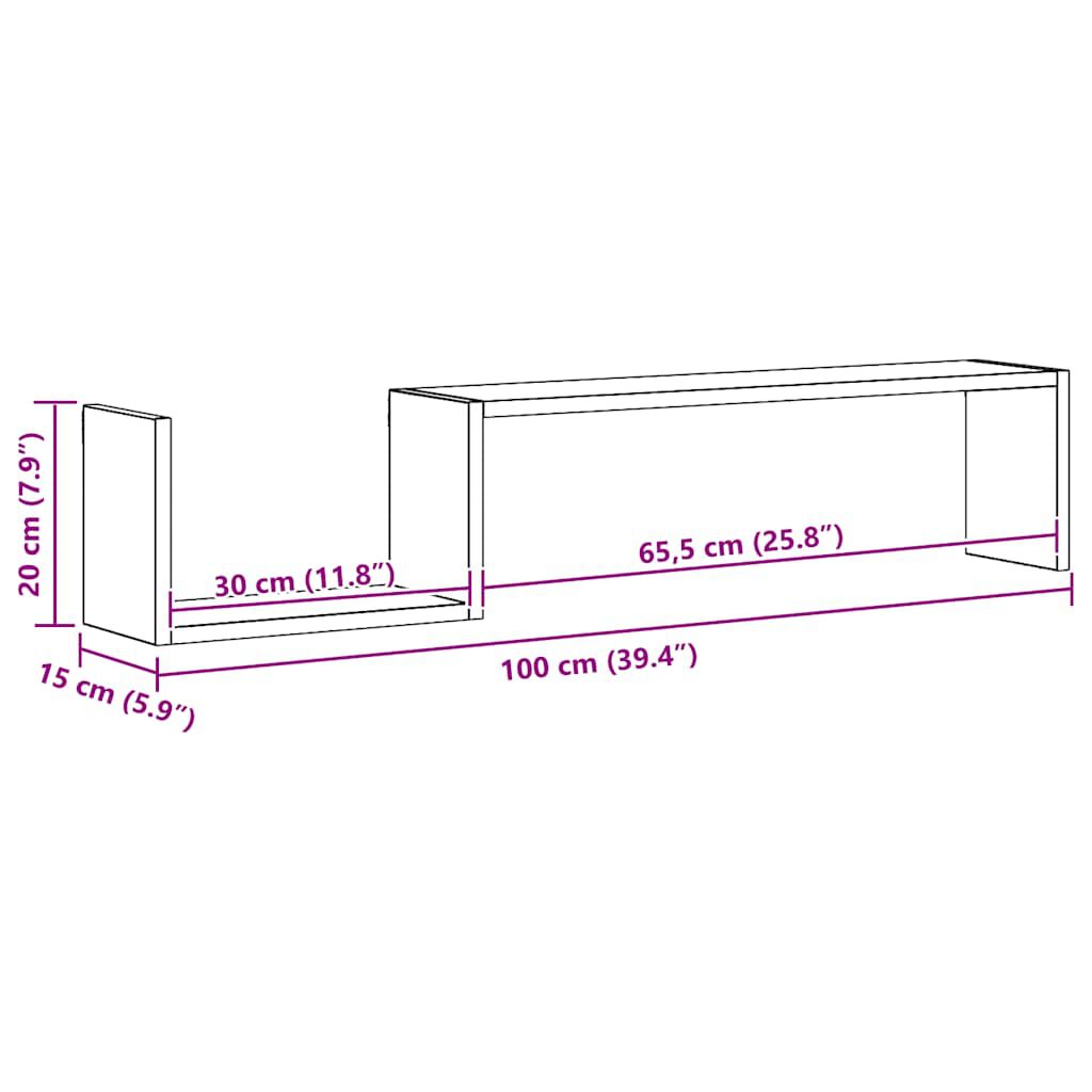 vidaXL Ράφια Τοίχου 2 τεμ. Καφέ Δρυς 100x15x20 εκ. Επεξεργασμένο Ξύλο