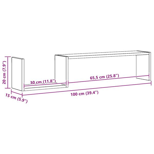 vidaXL Ράφια Τοίχου 2 τεμ. Καφέ Δρυς 100x15x20 εκ. Επεξεργασμένο Ξύλο